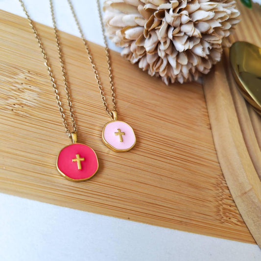 TEENAGE enamel cross necklace