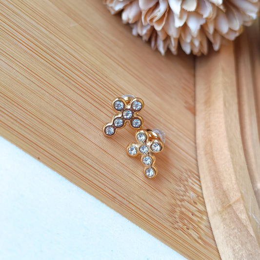 Cross Rhinestone stud earrings
