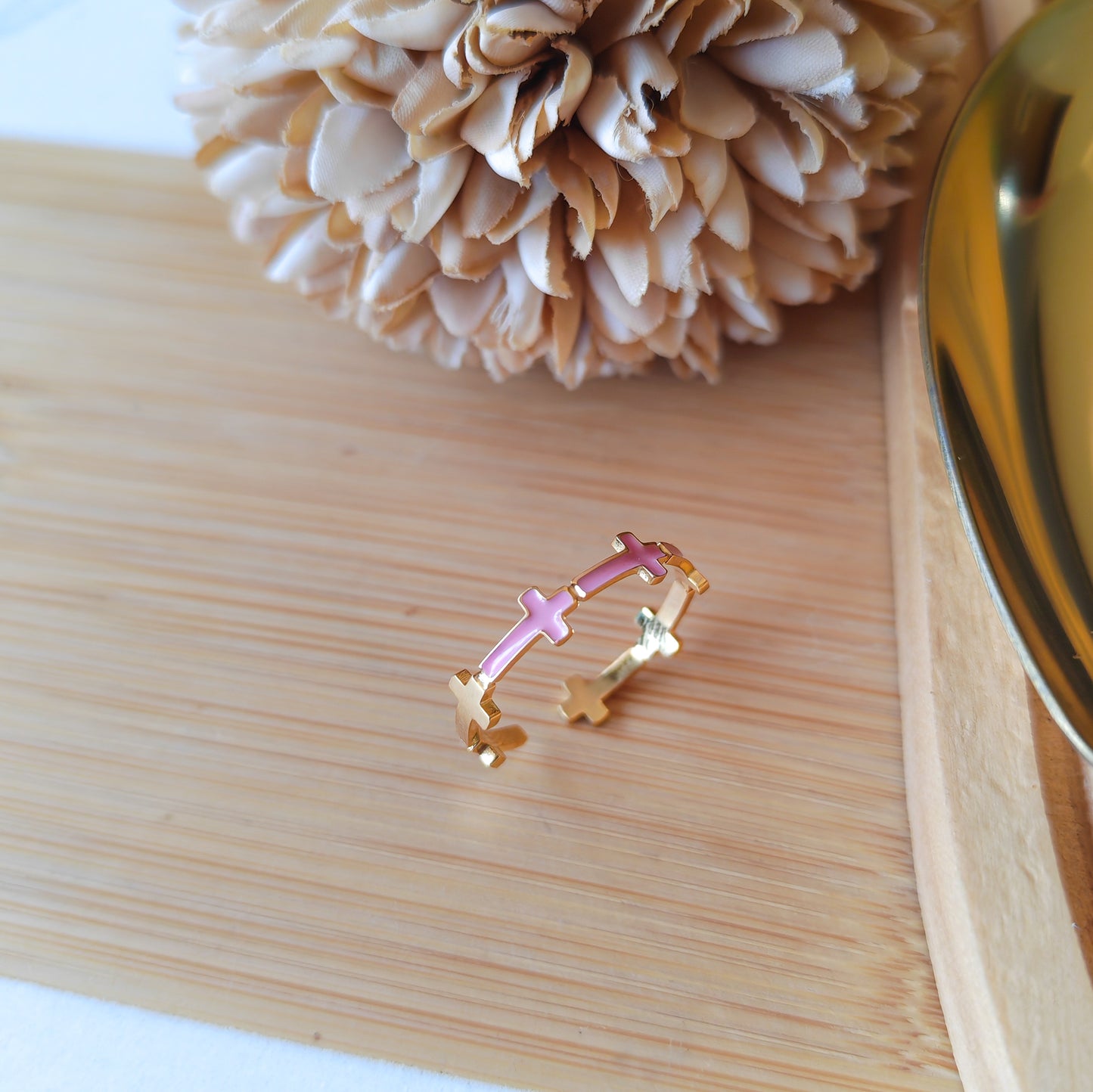 Pink Cross adjustable ring