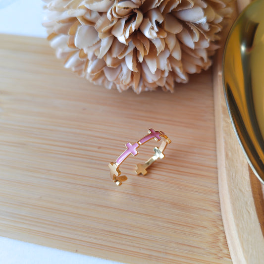 Pink Cross adjustable ring