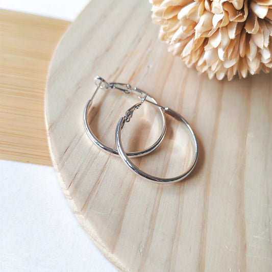 3cm hoop silver hoop earrings