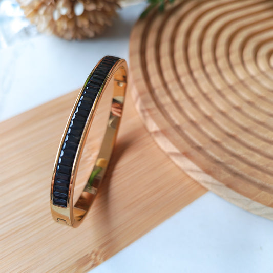Square Rhinestone gold/black bracelet