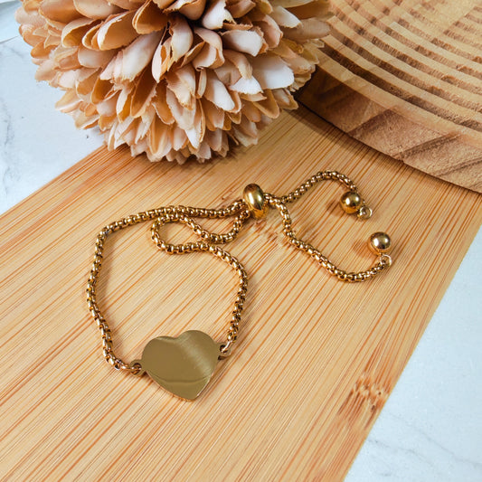 Heart adjustable gold bracelet