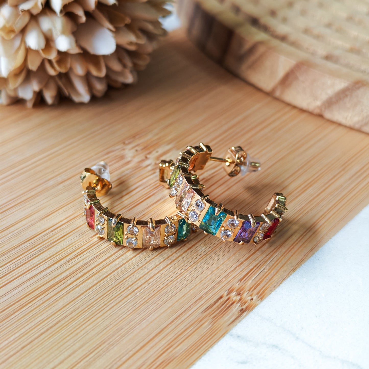 C shape randbow earrings