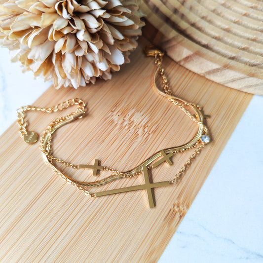 Double cross layer bracelet