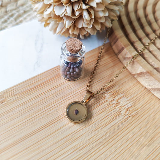 Mustard seed pendant necklace