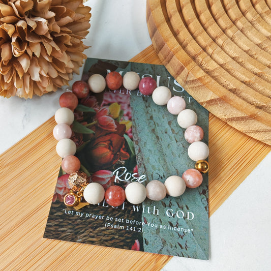Rose - Natural stone PRAYER bracelet