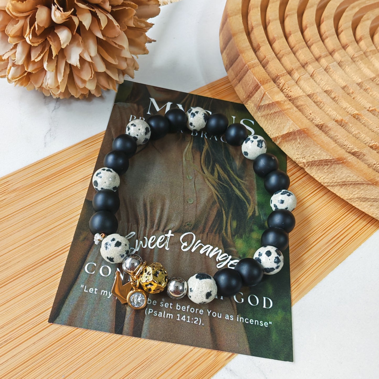 Sweet Orange - Natural stone PRAYER bracelet