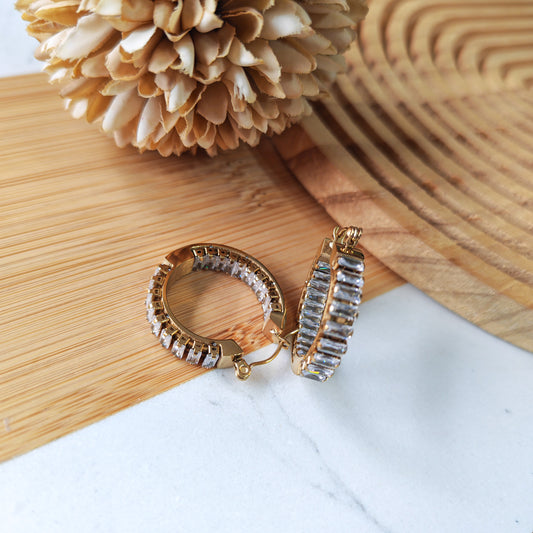 Classy Zircon hoop steel earrings