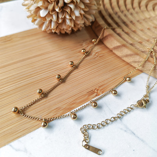 Steel ball gold necklace