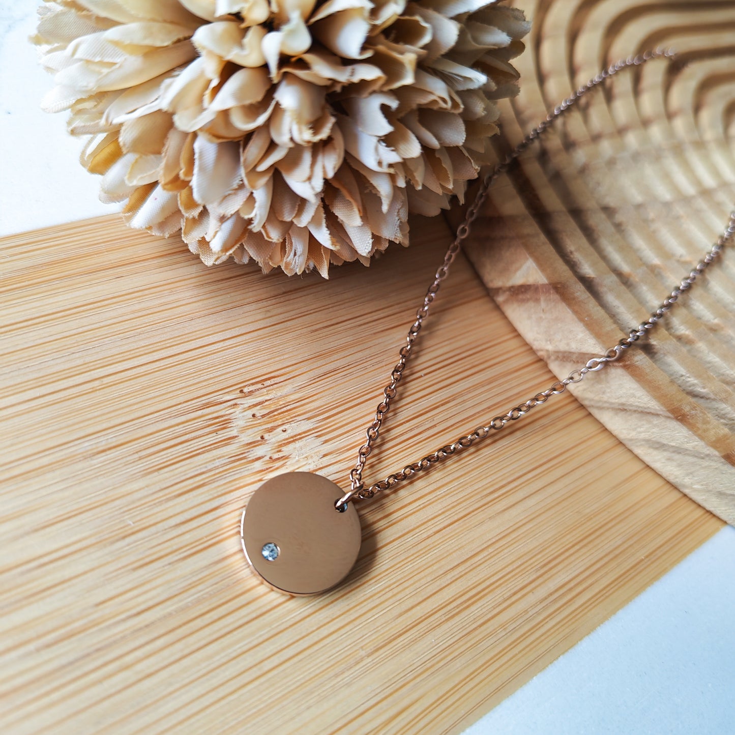 Rose Gold Rhinestone pendant 15mm