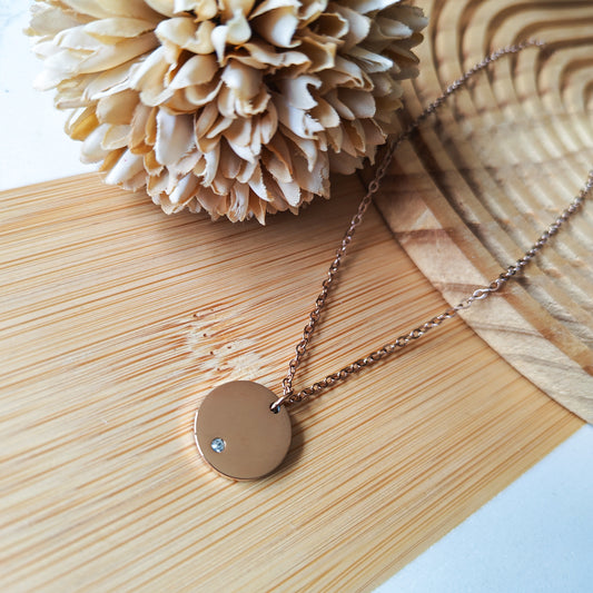 Rose Gold Rhinestone pendant 15mm