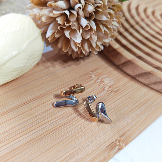 Gold and silver geometric earrings